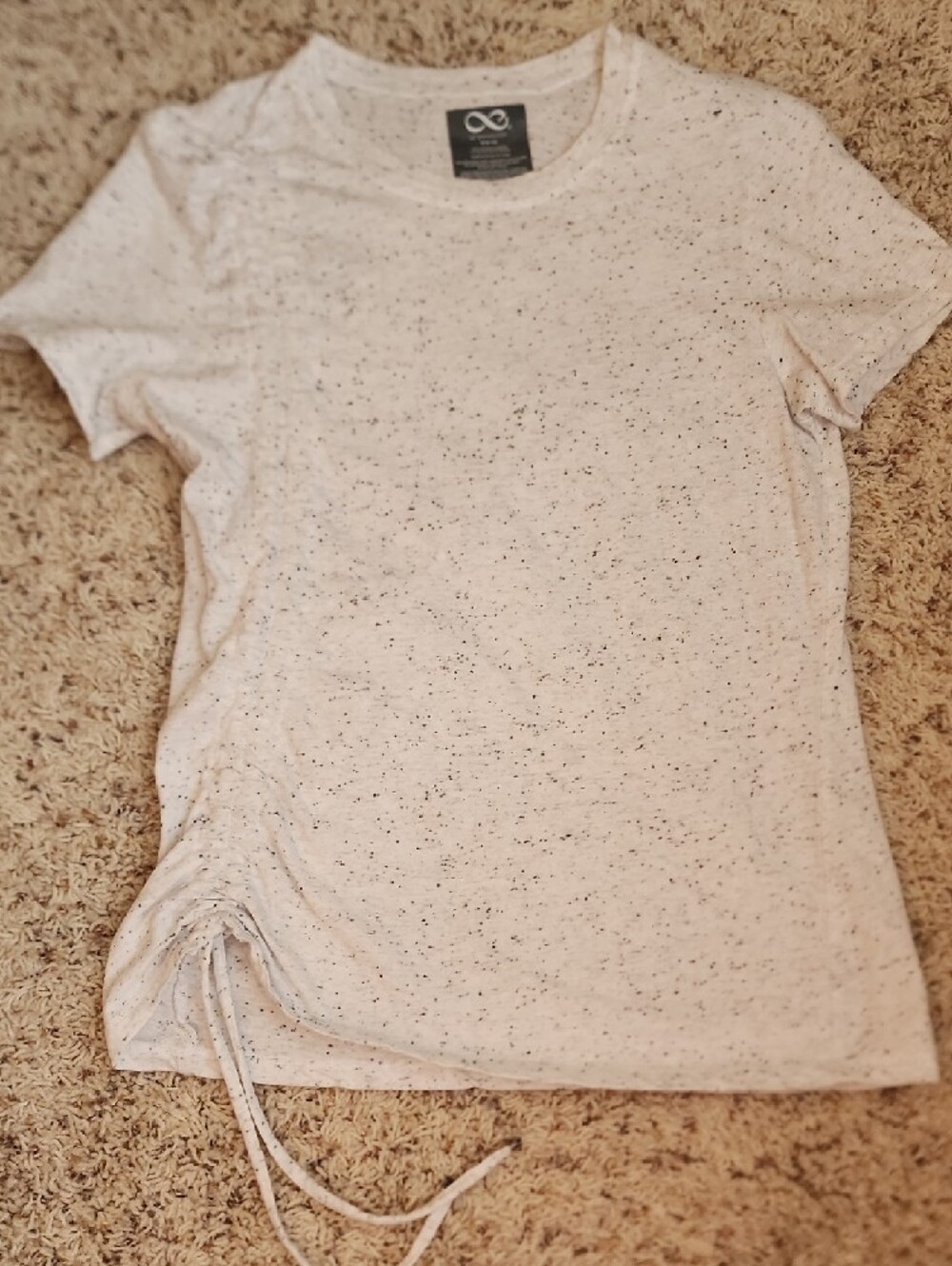 Be Boundless Cream Speckled Ruched Short-Sleeve Tee M